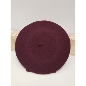 INC Womens Wine Burgundy Cotton Elastic Bow Beret Hat